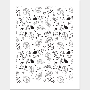 Leaf Doodle Seamless Surface Pattern Design Posters and Art